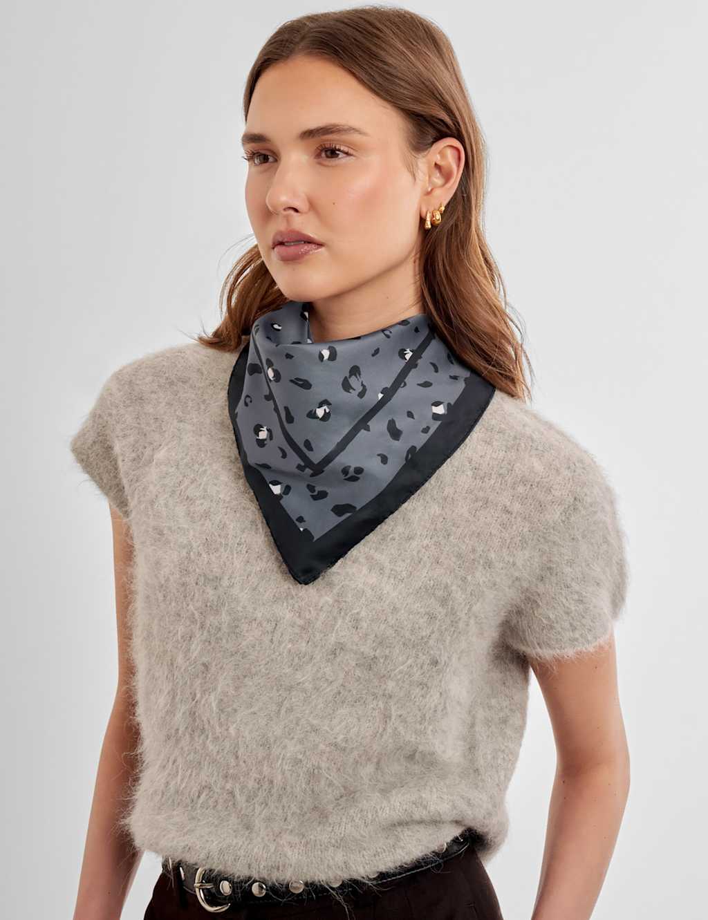 Katie Loxton Women's Satin Leopard Print Multiway Scarf - Blue/Black - Available at M&S