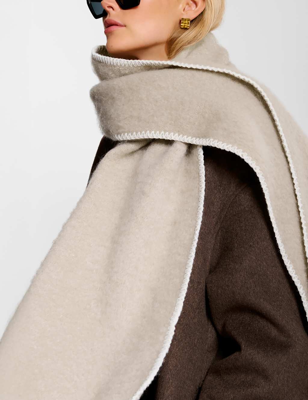 Katie Loxton Women's Brushed Whipstitch Scarf - Taupe - Available at M&S