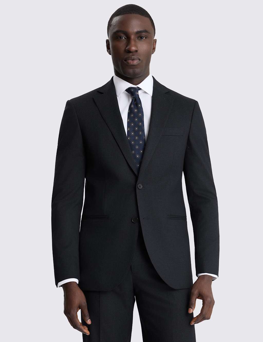 Moss Men's Tailored Fit Puppytooth Stretch Suit Jacket - 38 - Navy - Available at M&S