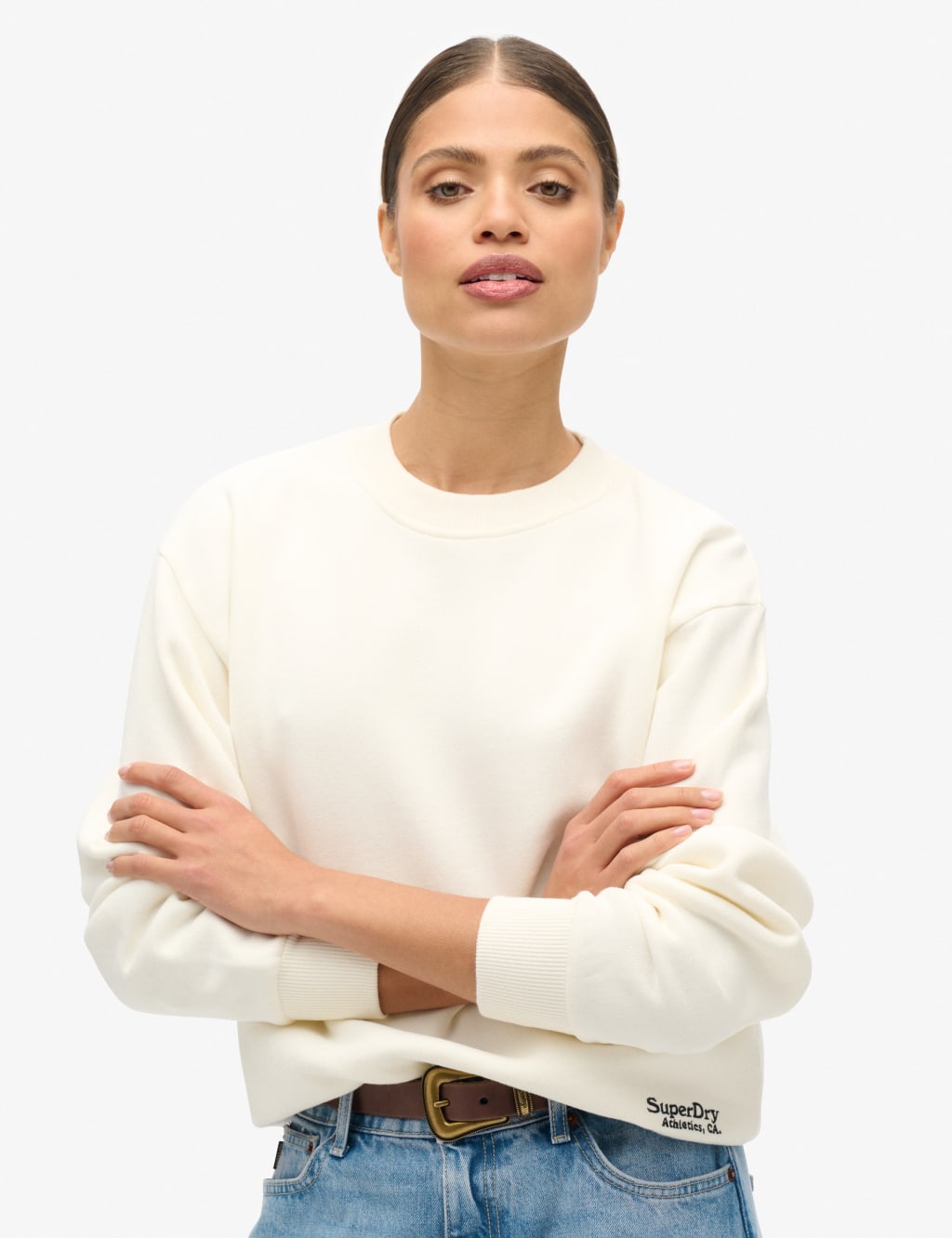 Plain white sweatshirt womens clearance