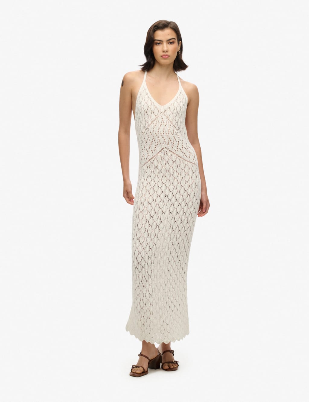 Cotton Rich Halter Neck Maxi Slip Dress