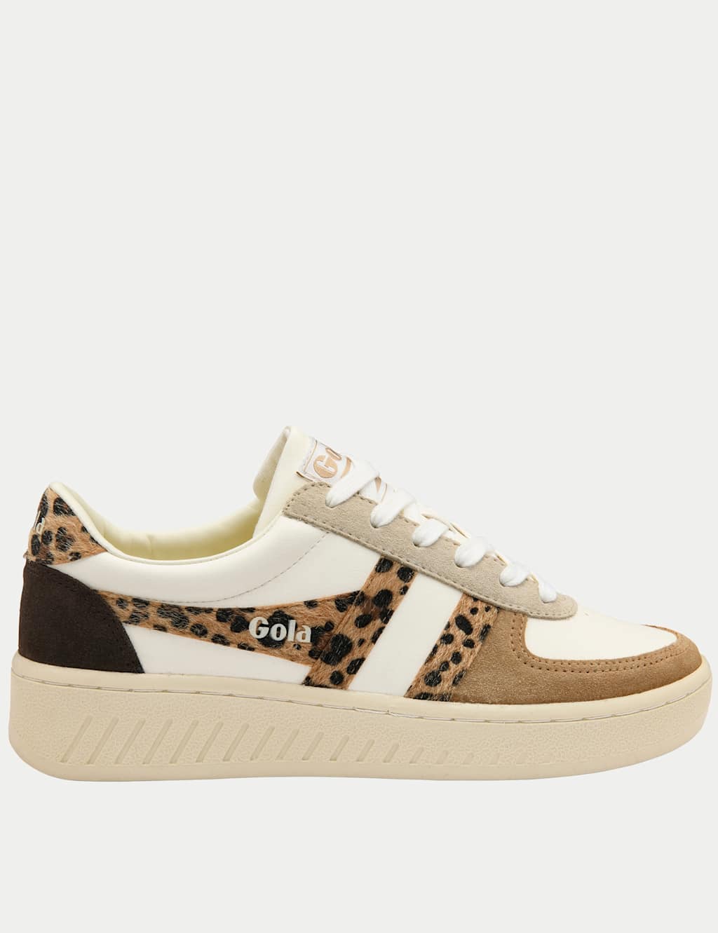 Gola Women's Grandslam Safari Quadrant Leather Trainers - 5 - White Mix - Available at M&S