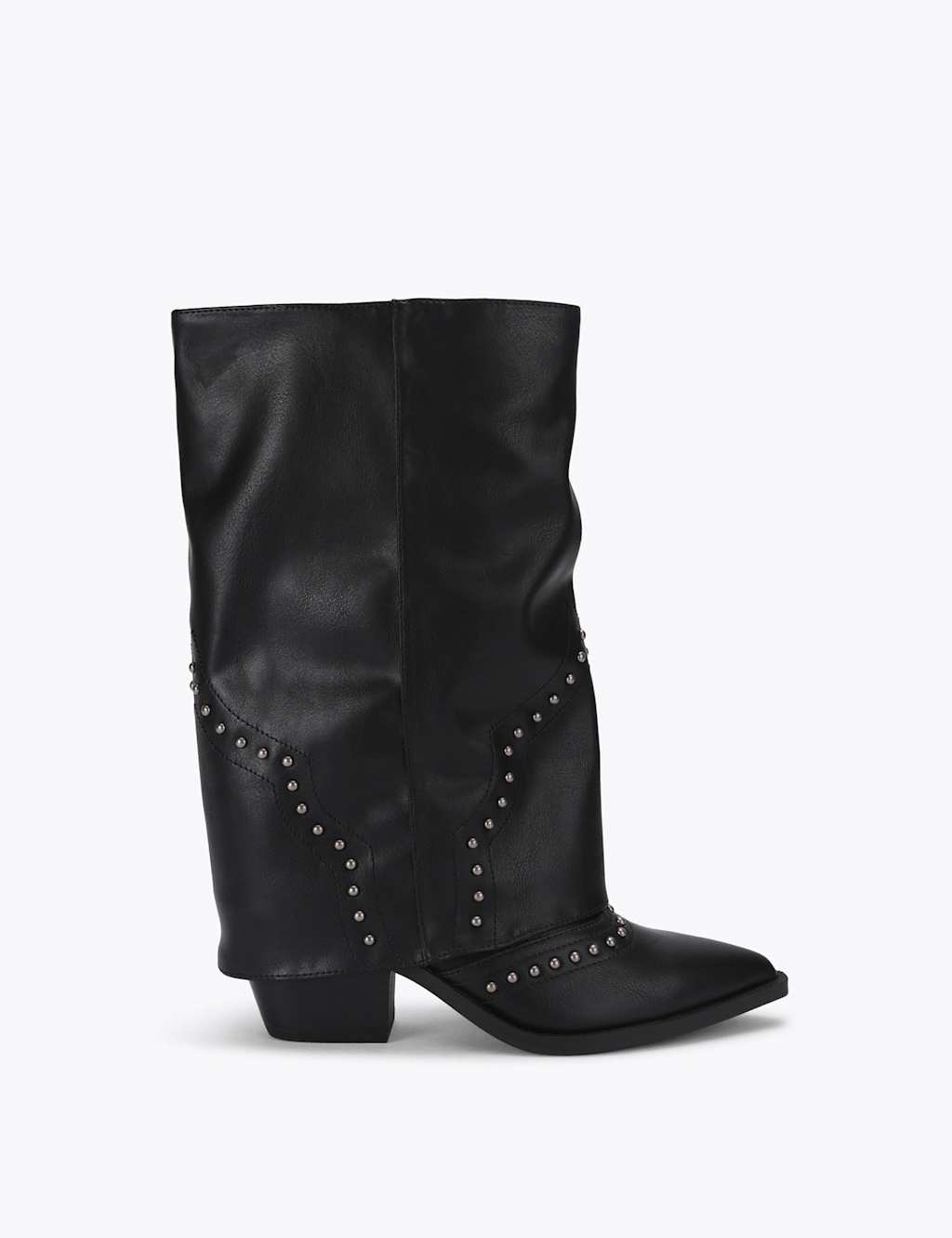 Steve Madden Women's Leather Studded Block Heel Knee High Boots - 5 - Black - Available at M&S