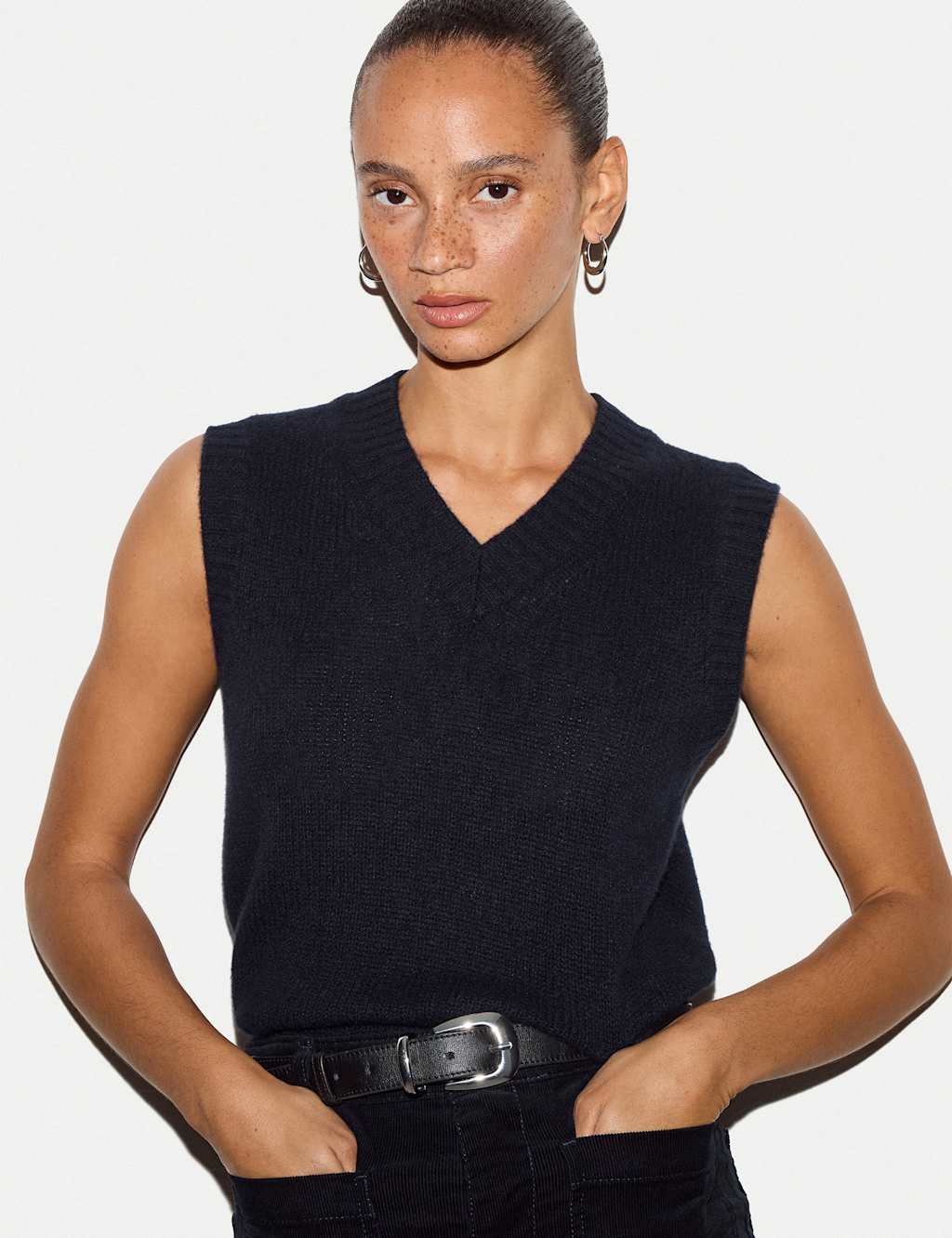 Jigsaw Women's Pure Cashmere V-Neck Knitted Vest - Small - Navy - Available at M&S