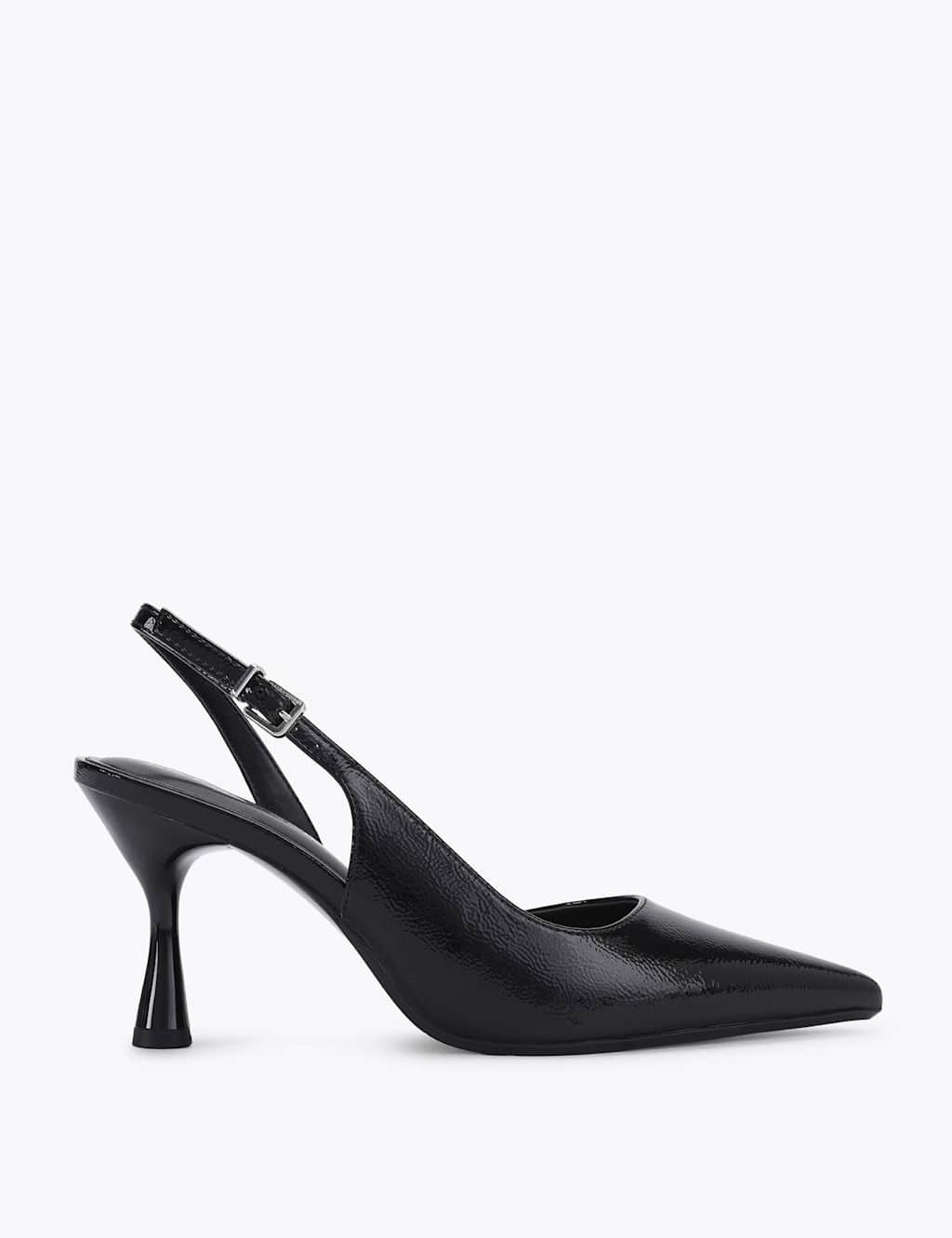 Kurt Geiger Women's Patent Flared Heel Pointed Court Shoes - 4 - Black - Available at M&S