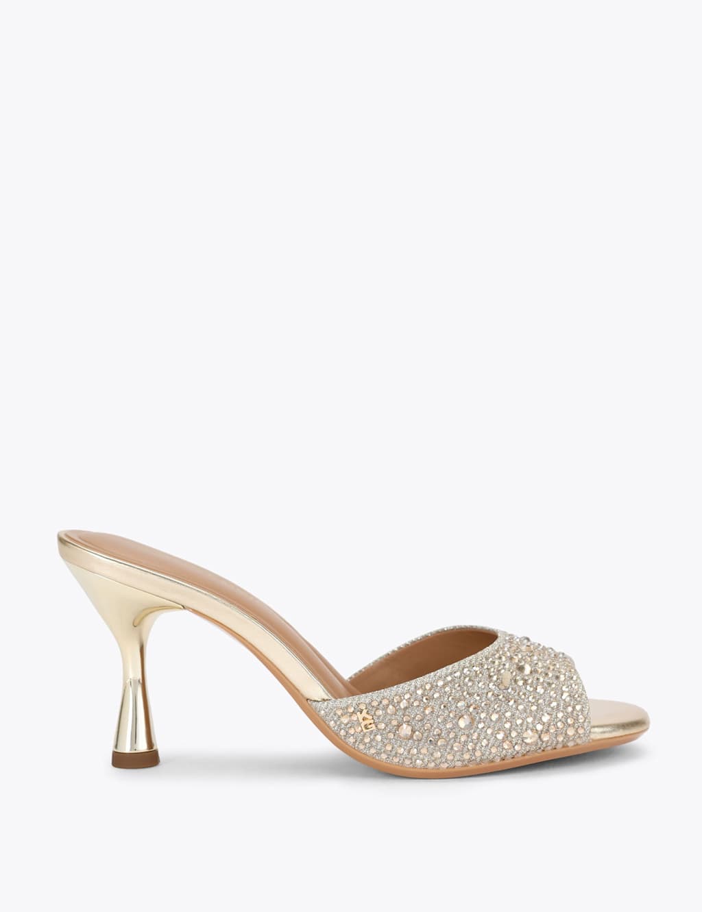 Kurt Geiger Women's Sparkle Flared Heel Open Toe Mules - 6 - Silver - Available at M&S