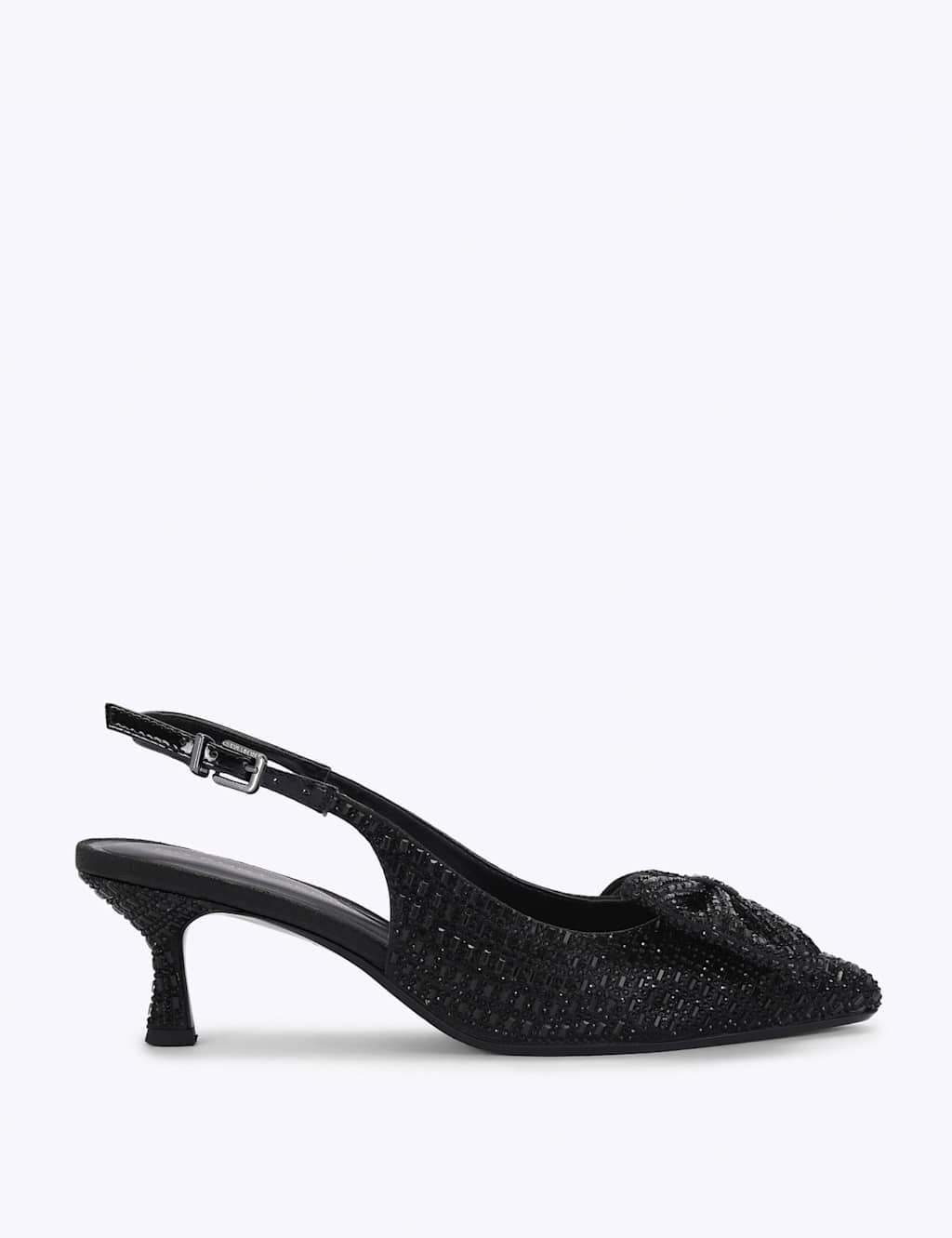 Kurt Geiger Women's Sparkle Bow Kitten Heel Pointed Court Shoes - 5 - Black - Available at M&S