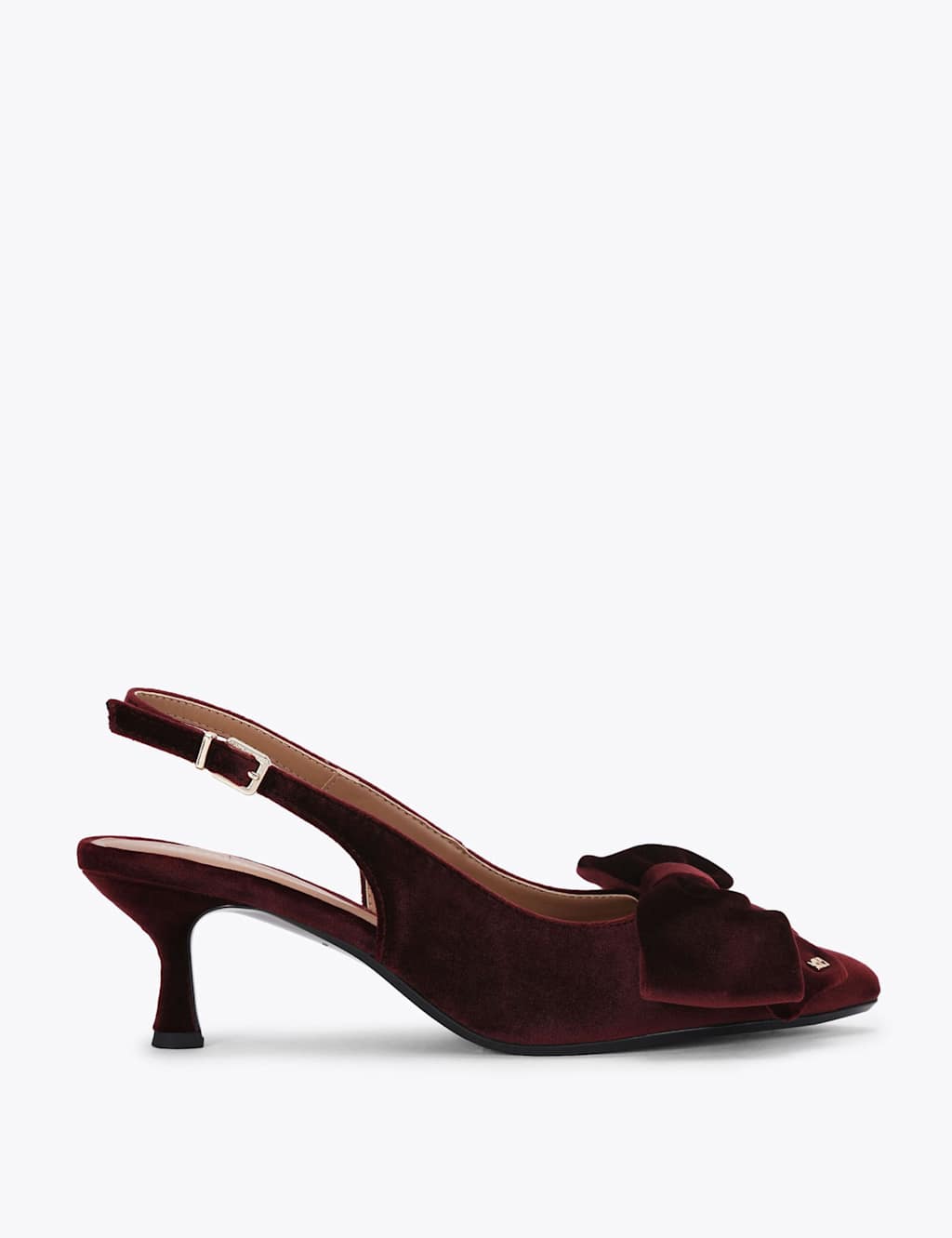Kurt Geiger Women's Velvet Bow Kitten Heel Slingback Shoes - 7 - Red - Available at M&S