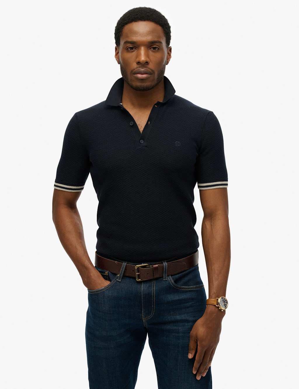 Superdry & Co Men's Pure Cotton Knitted Polo Shirt - 2XL - Navy - Available at M&S