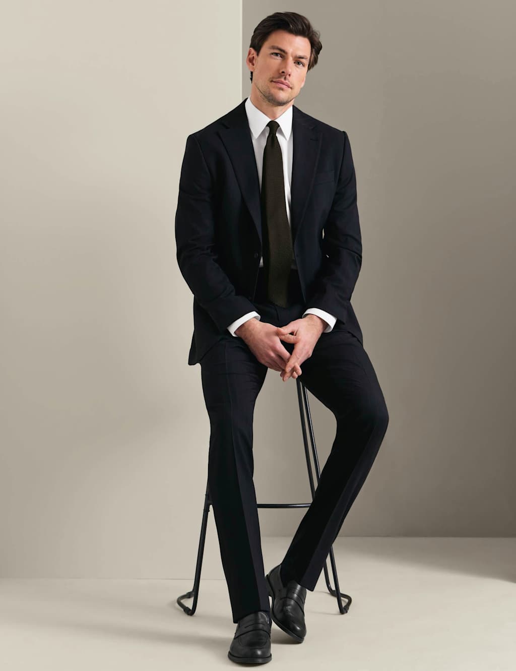 Charles Tyrwhitt Men's Slim Fit Wool Rich Stretch Striped Suit Jacket - 42 - Dark Navy Mix - Available at M&S