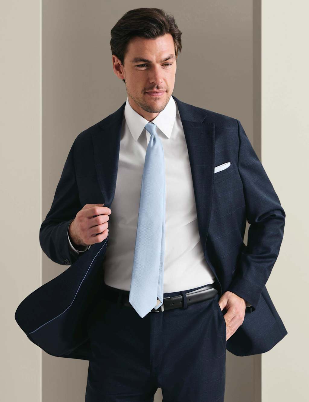 Charles Tyrwhitt Men's Slim Fit Wool Rich Stretch Check Suit Jacket - 42 - Indigo Mix - Available at M&S