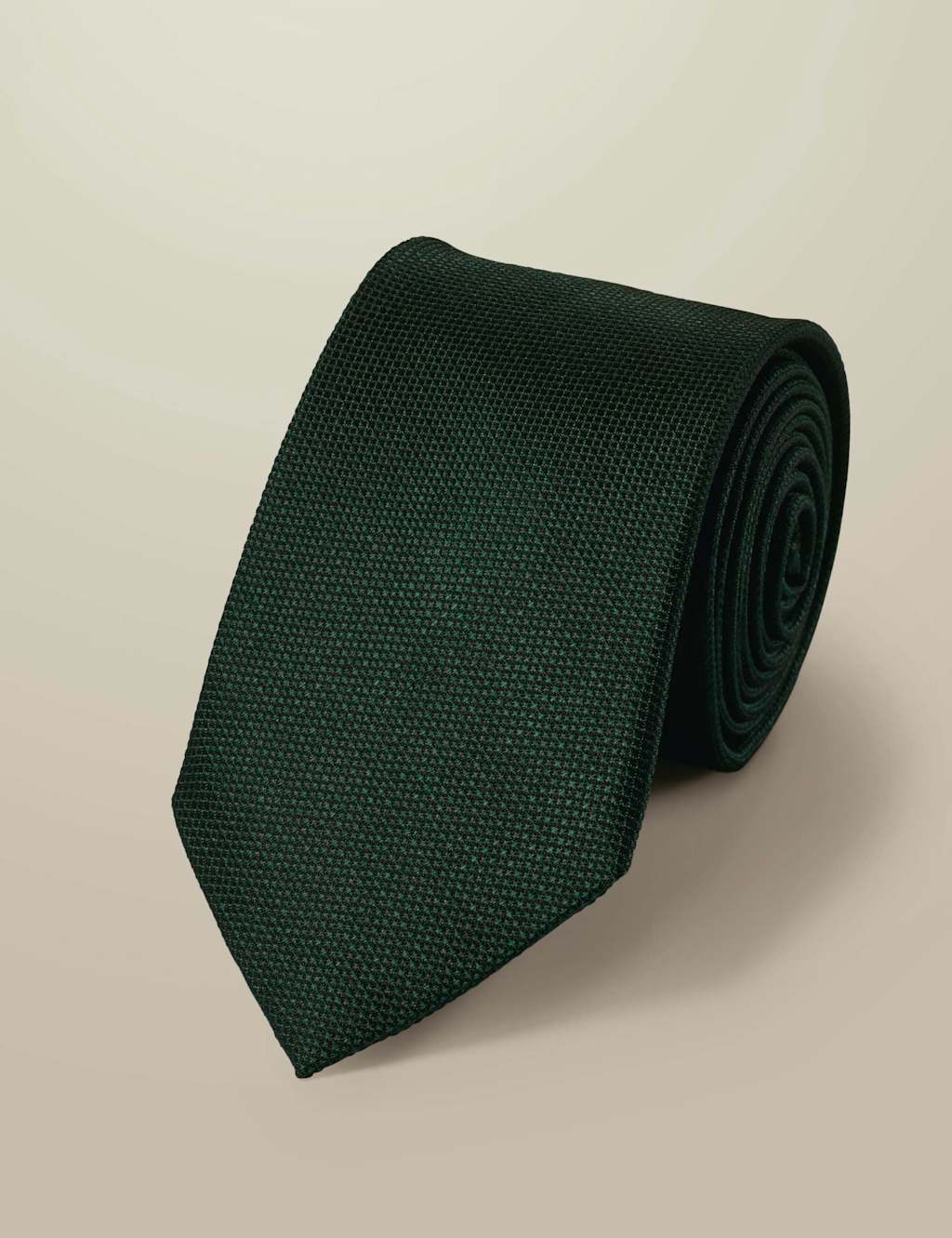 Charles Tyrwhitt Men's Pure Silk Stain Resistant Textured Tie - Dark Green - Available at M&S