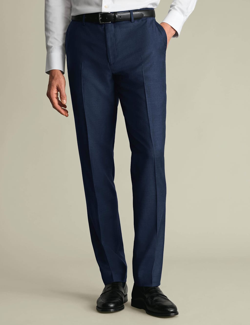 Charles Tyrwhitt Men's Slim Fit Super 100s Wool Twill Suit Trousers - 36/32in - Indigo - Available at M&S