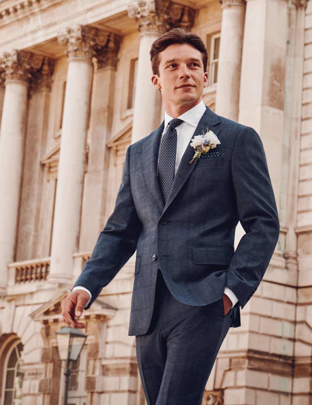 Charles Tyrwhitt Men's Slim Fit Super 120s Merino Wool Suit Jacket - 44 - Blue Mix - Available at M&S