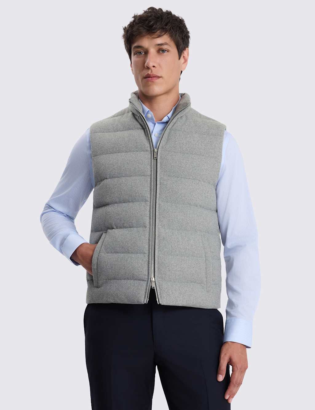 Moss Men's Padded Gilet - L - Grey - Available at M&S