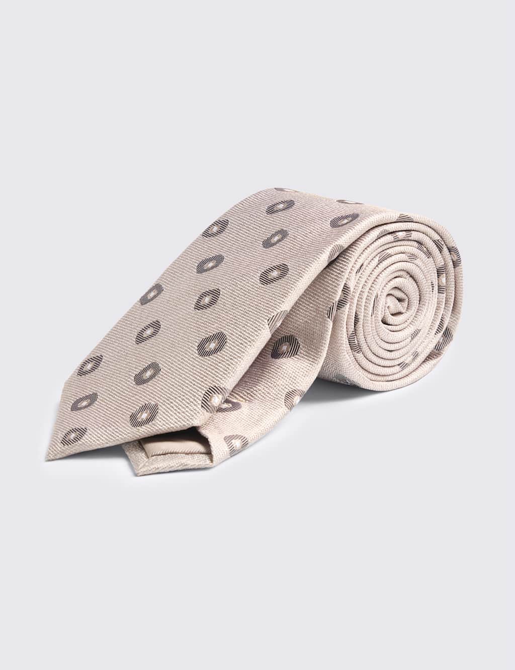 Moss Men's Geometric Pure Silk Tie - Cream Mix - Available at M&S