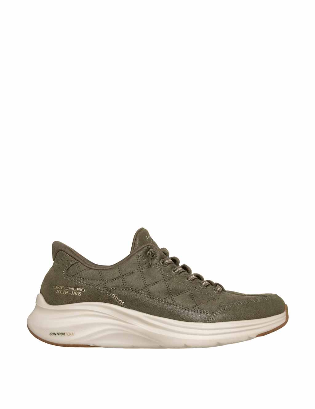 Skechers Women's Slip-Ins Contour Foam Leather Trainers - 6 - Olive - Available at M&S
