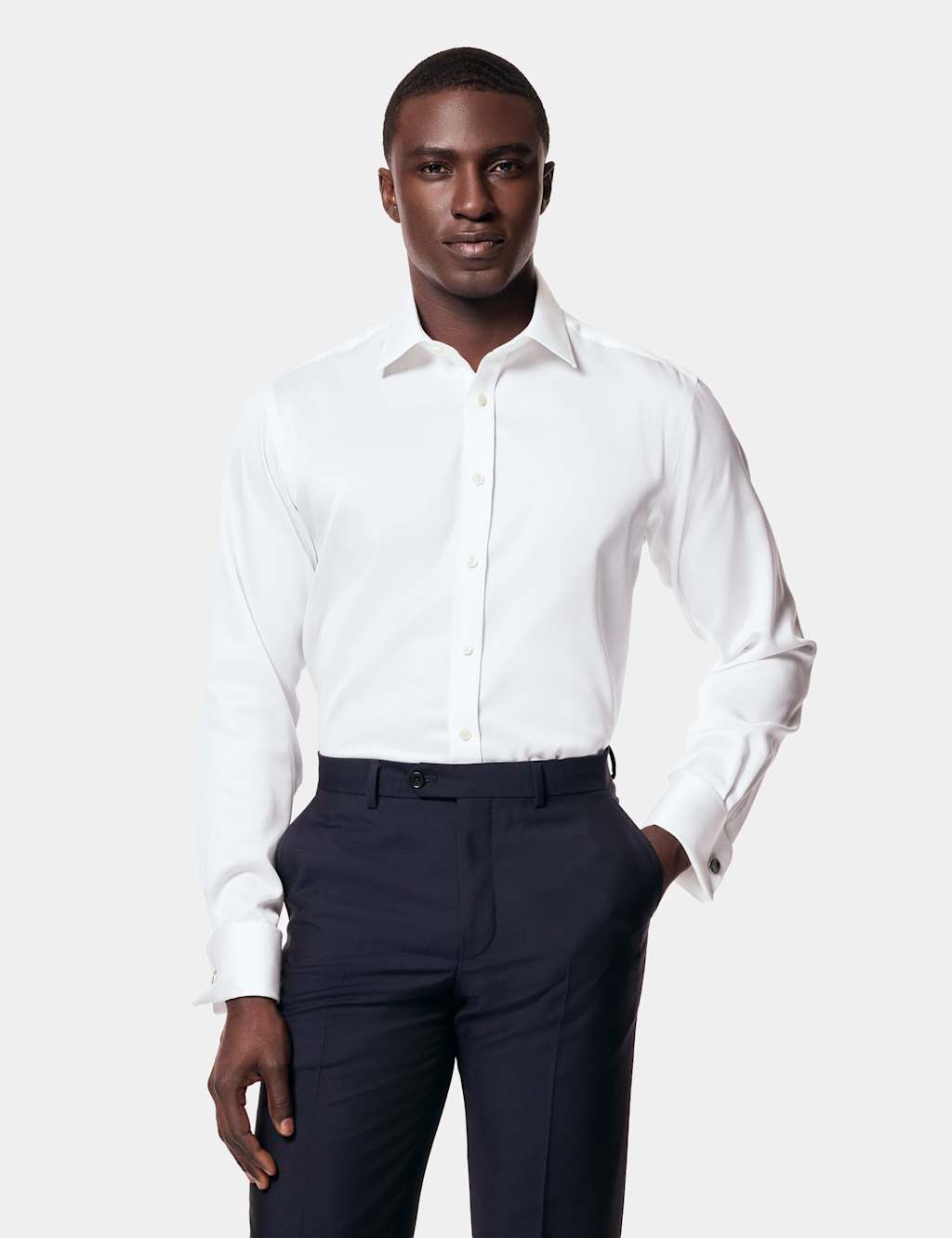 Hawes & Curtis Men's Regular Fit Non Iron Pique Shirt - 16½/34in - White - Available at M&S