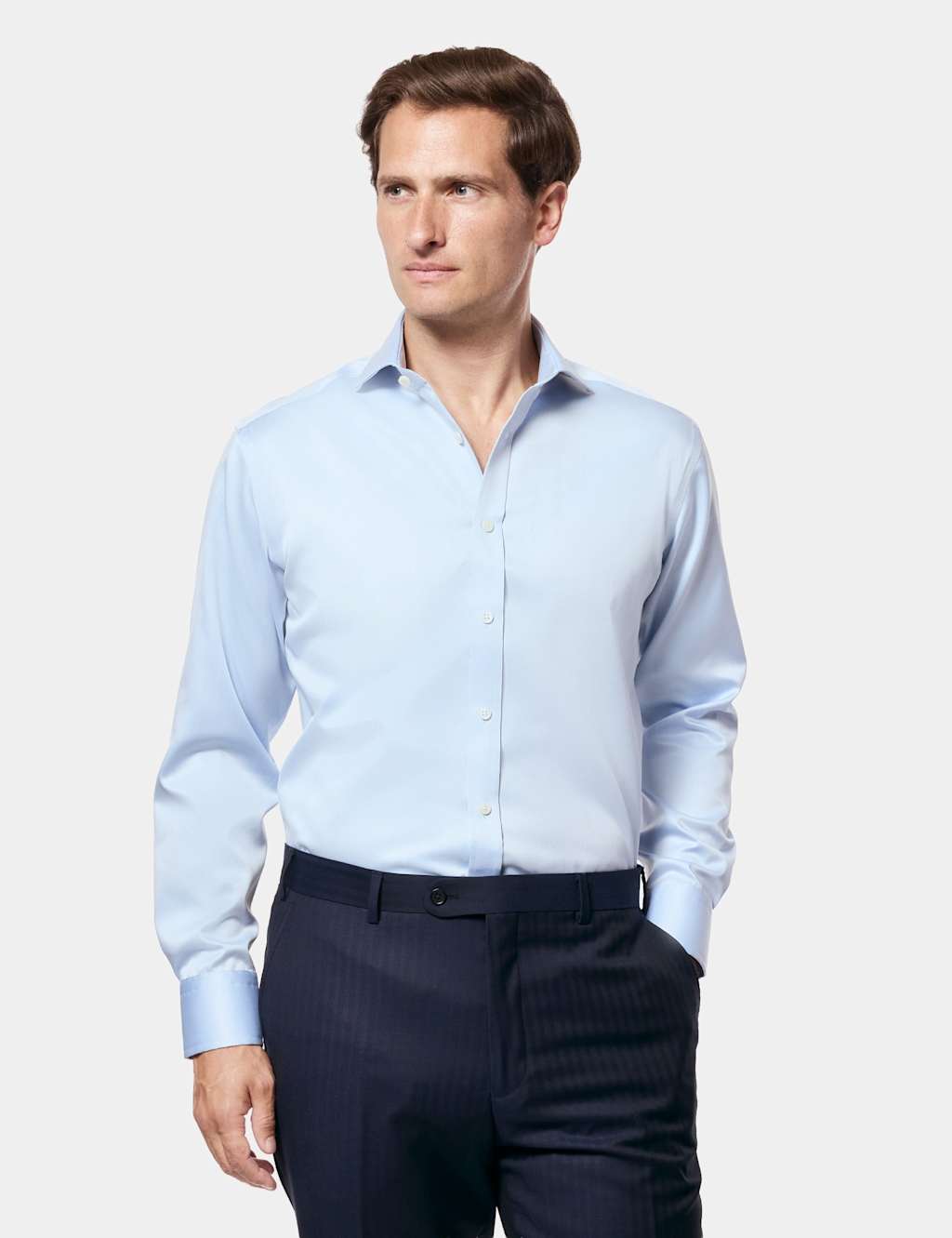 Hawes & Curtis Men's Regular Fit Non Iron Twill Shirt - 17/36in - Blue - Available at M&S