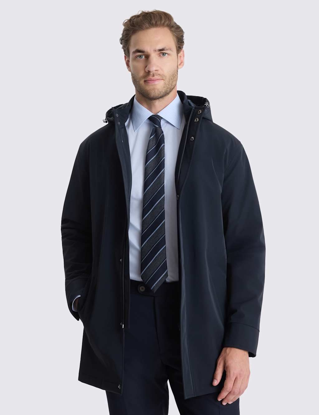 Moss Men's Removable Hood Coat - XL - Navy - Available at M&S