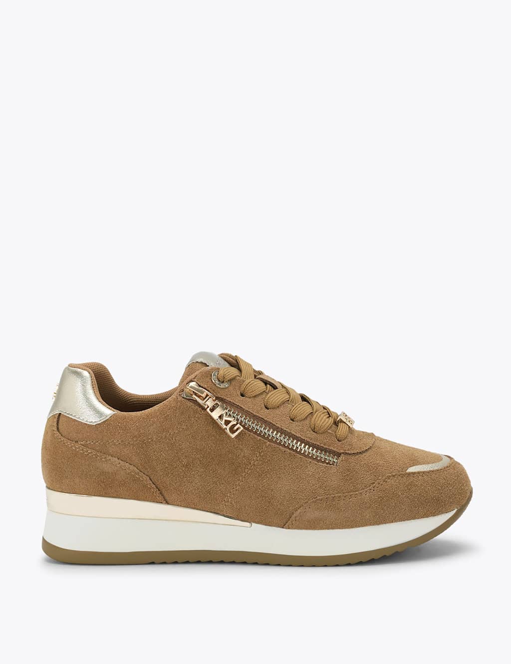 Kurt Geiger Women's Suede Side Zip Trainers - 8 - Beige - Available at M&S