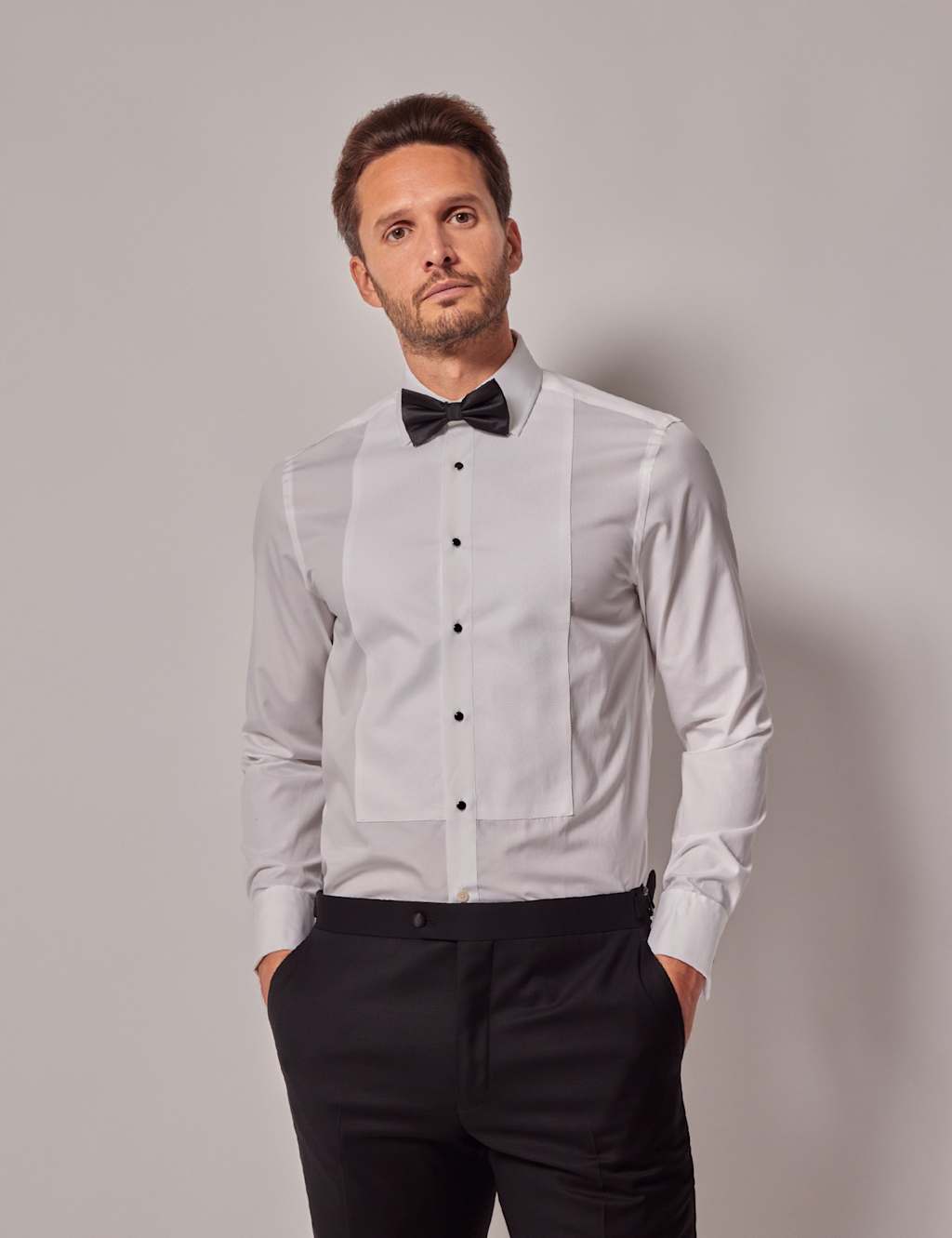 Hawes & Curtis Men's Slim Fit Pure Cotton Waffle Evening Shirt - 16½/34in - White - Available at M&S