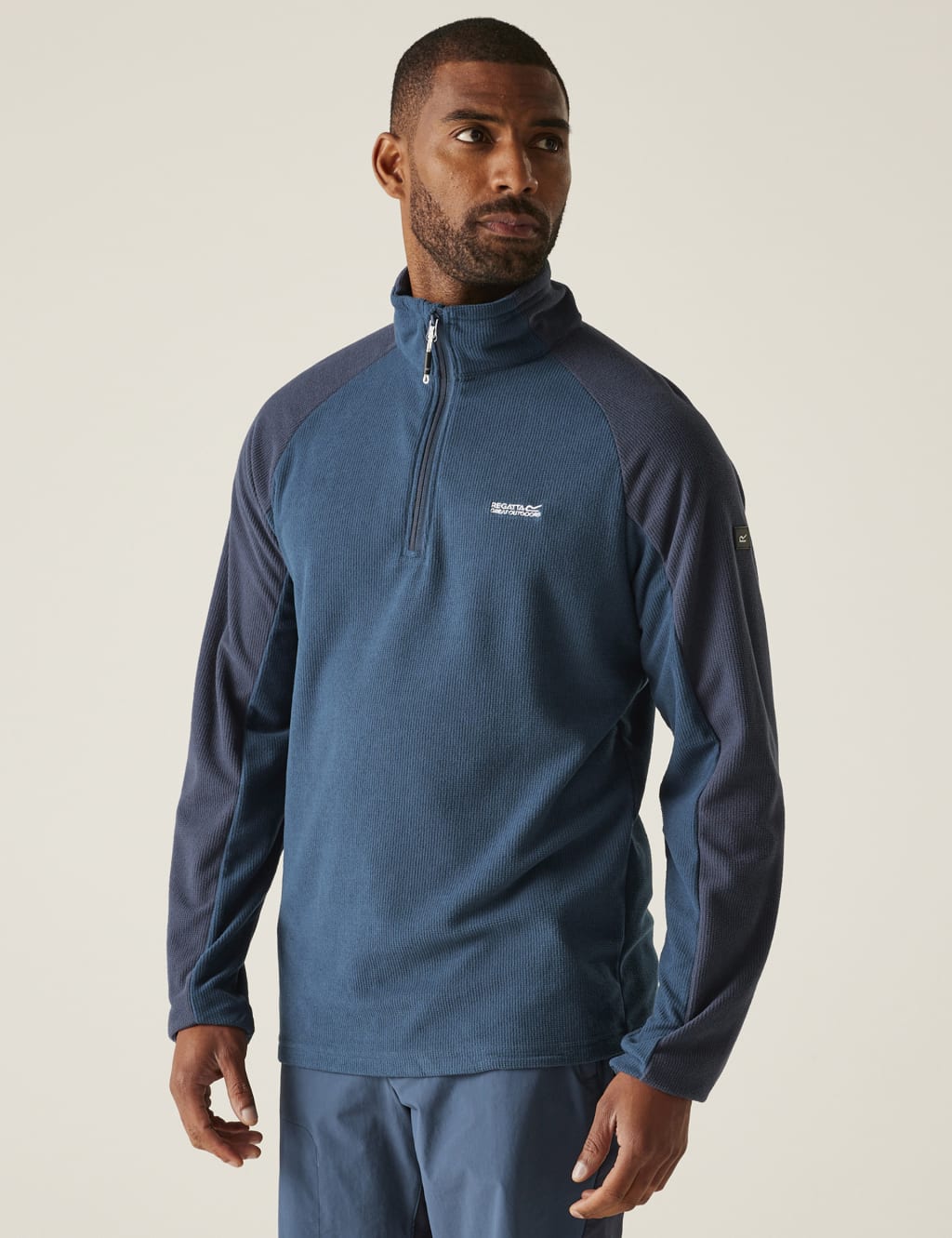 Colour Block Funnel Neck Half Zip Jumper