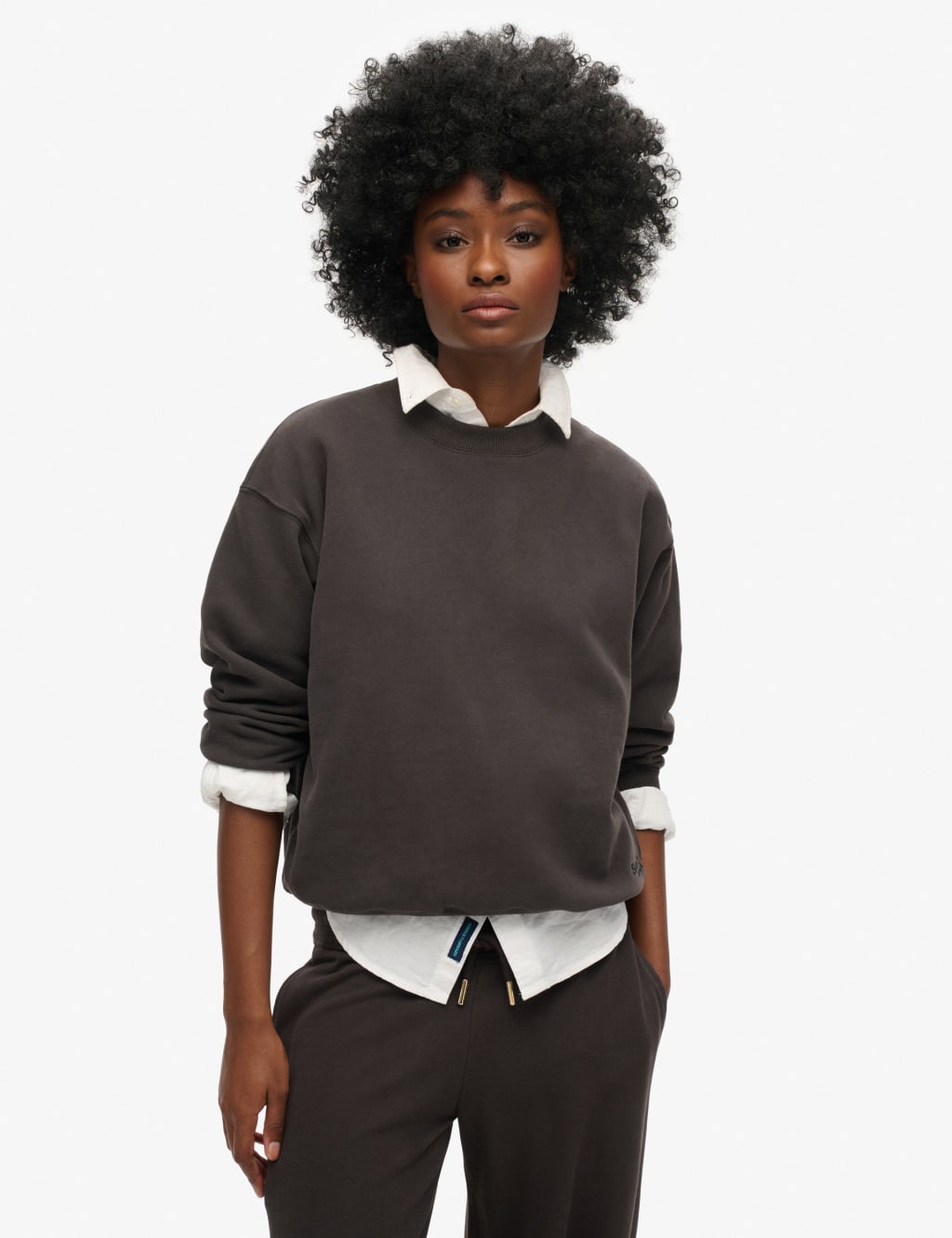 Cotton Rich Embroidered Crew Neck Relaxed Sweatshirt