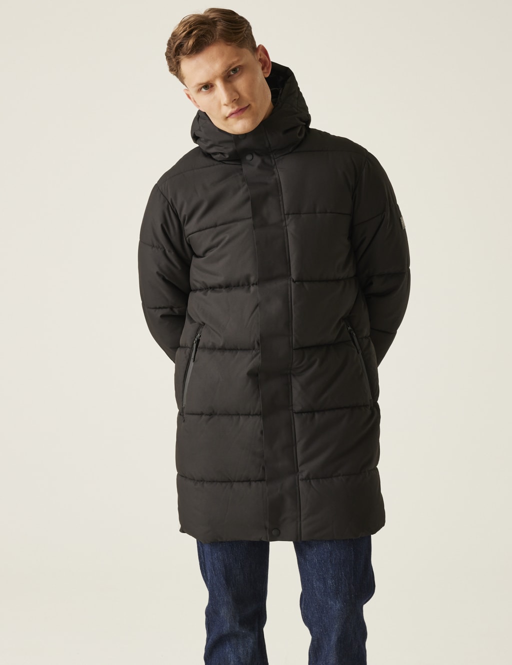 Regatta Men's Hayleyn Padded Hooded Parka Jacket - XL - Black, Black