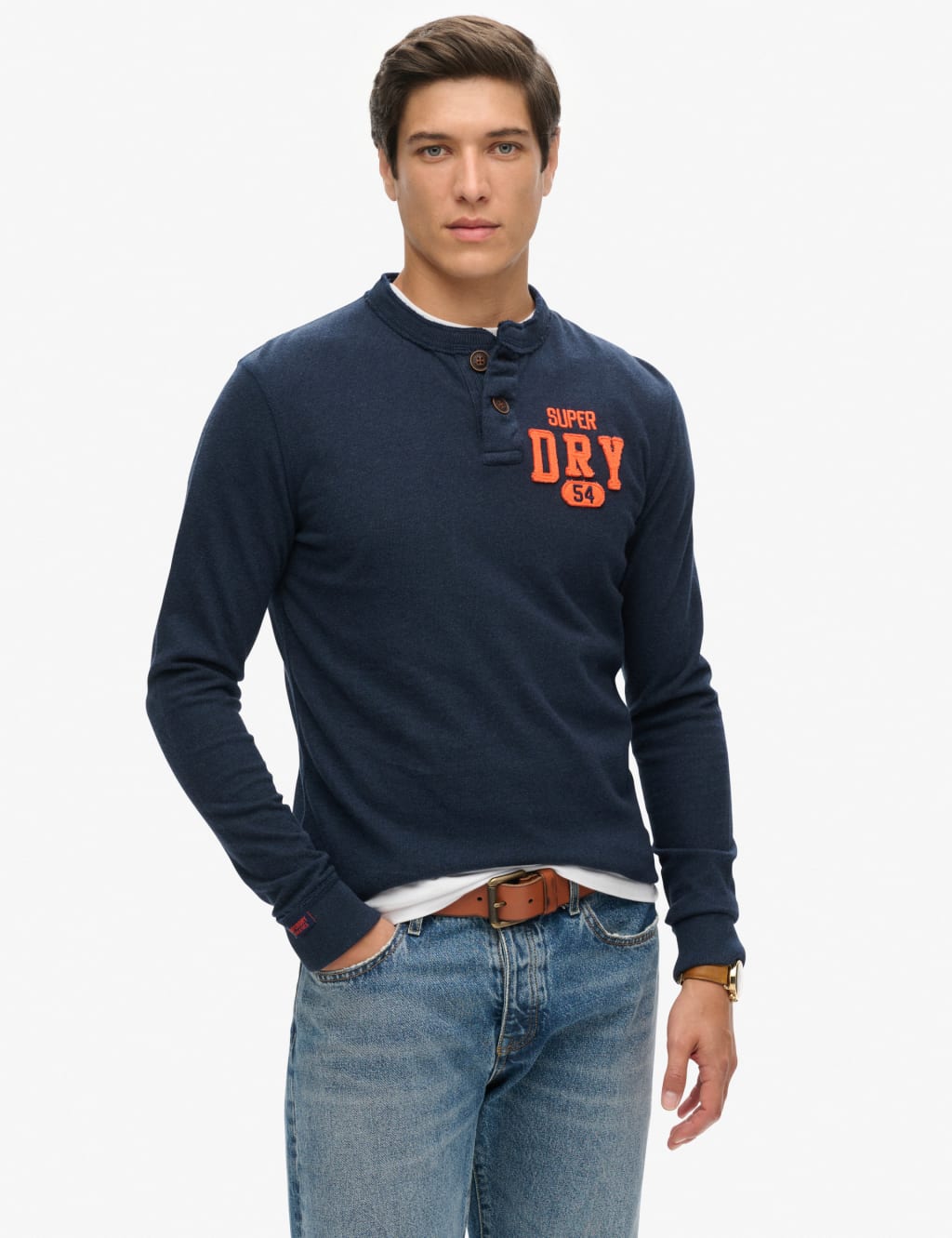 Slim Fit Pure Cotton Grandad Collar Top