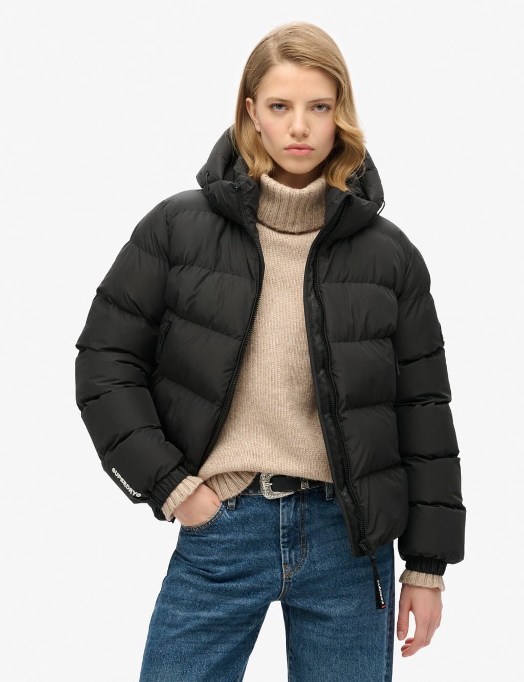 Padded Hooded High Neck Puffer Jacket