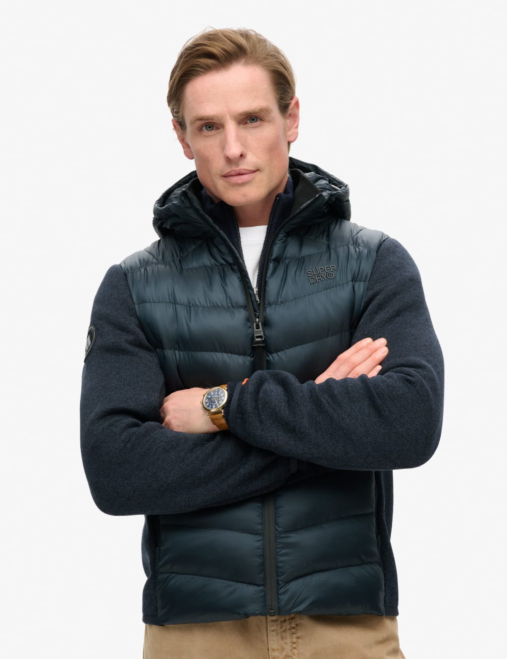 Hooded Knitted Hybrid Jacket