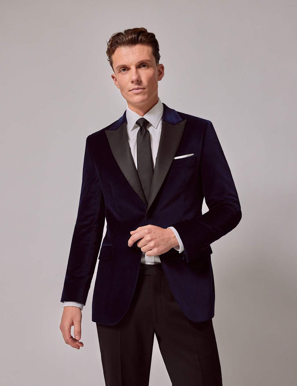 Hawes & Curtis Cotton Rich Velvet Suit Jacket Navy