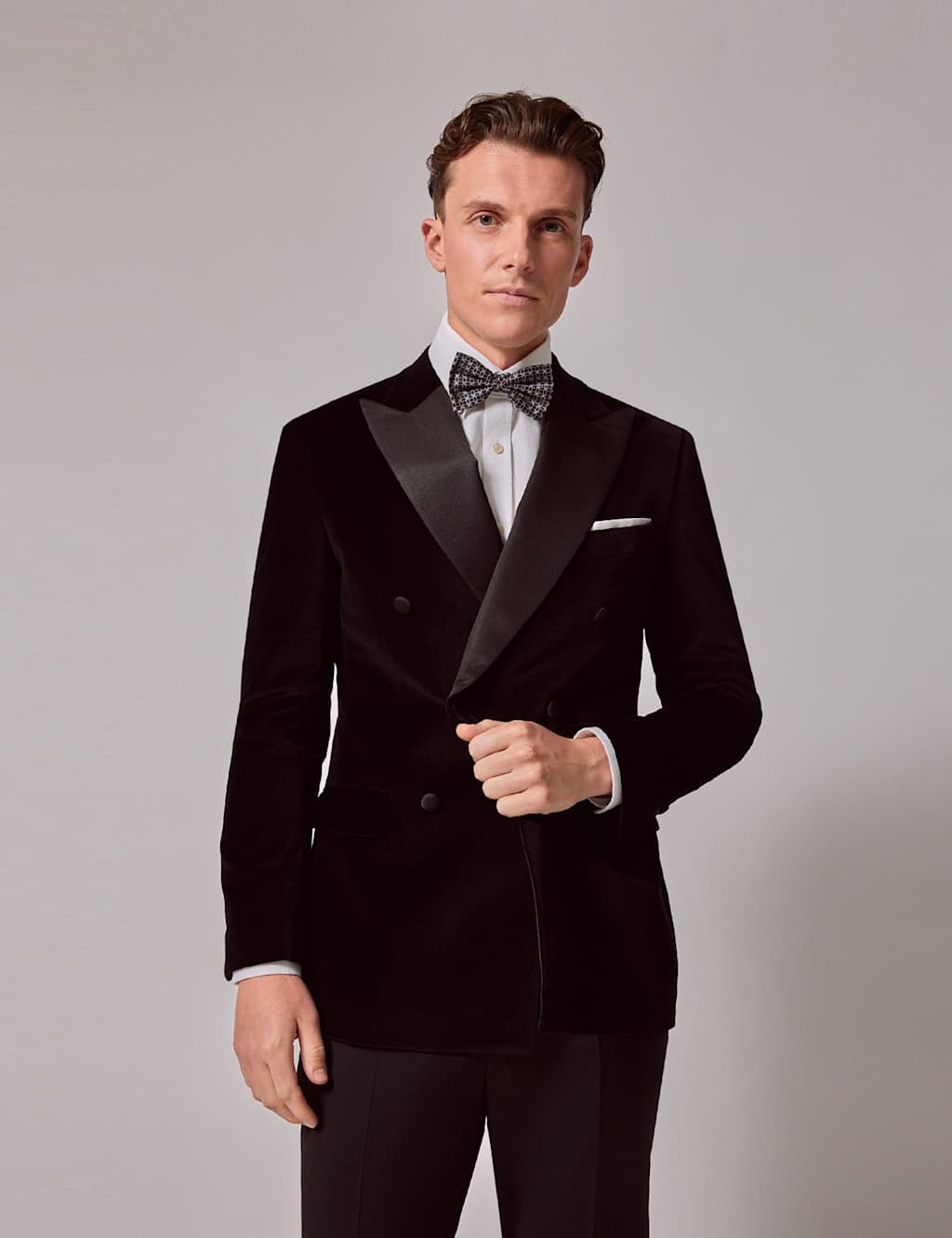 Hawes & Curtis Cotton Rich Velvet Suit Jacket Black