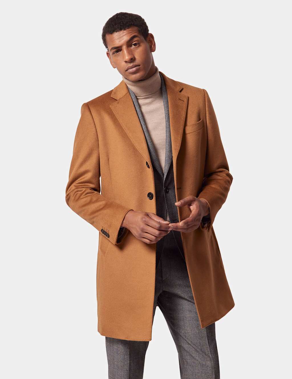 Hawes & Curtis Pure Wool Overcoat Tan