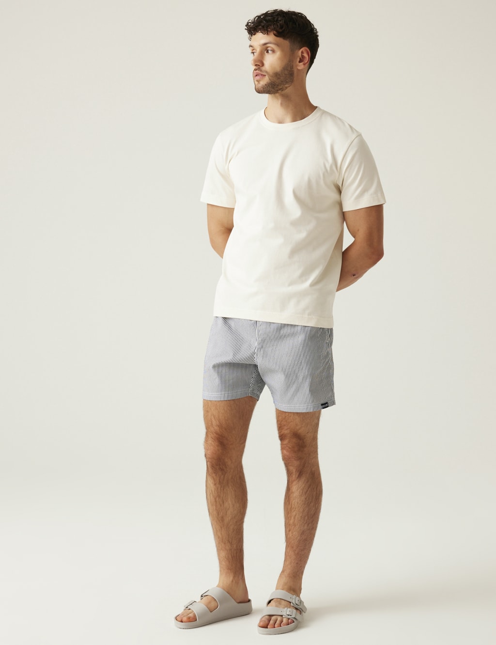 Regatta Men's Loras Quick Dry Pocketed Striped Swim Shorts - Navy Mix, Navy Mix