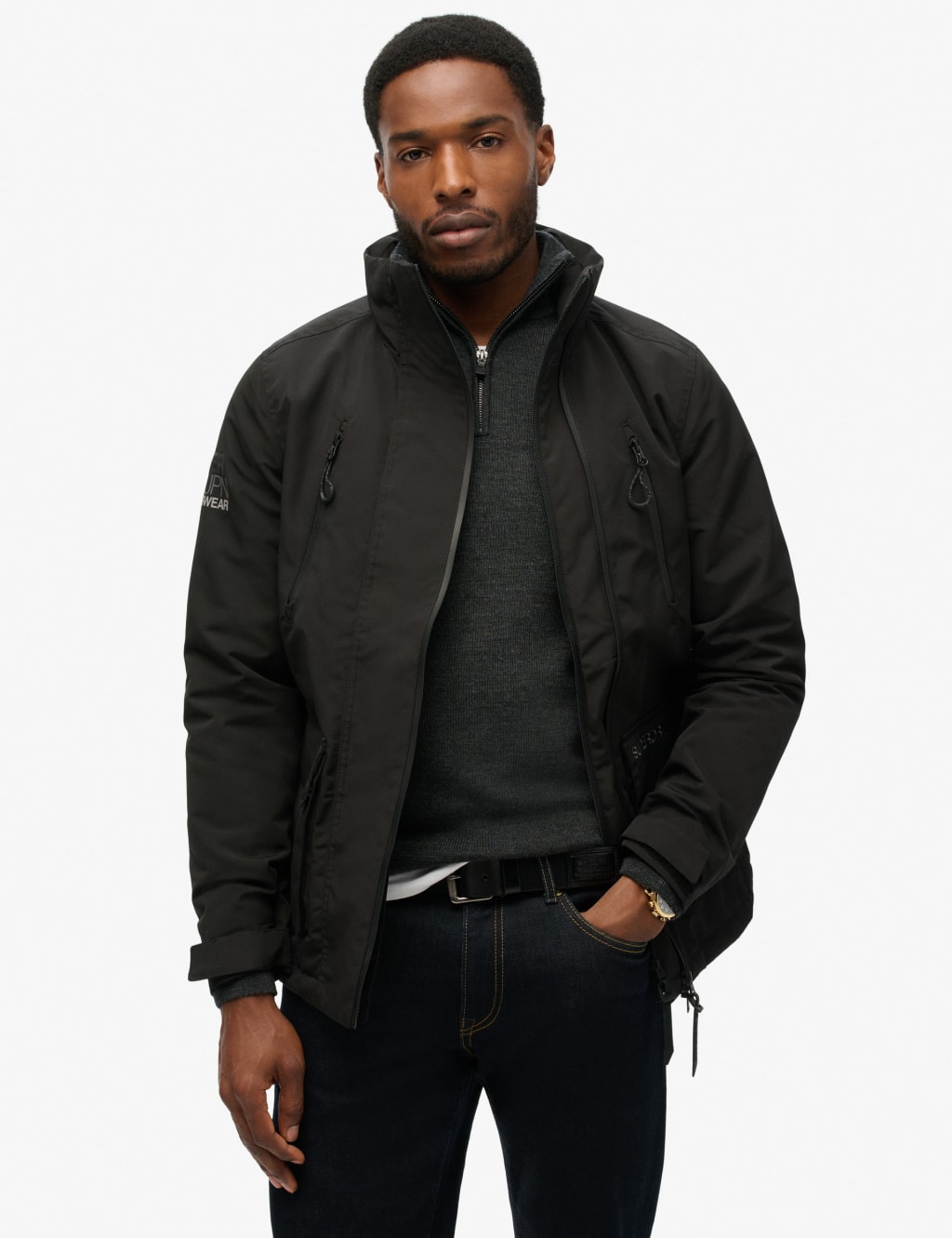 Superdry Men's Padded Windbreaker Jacket - M - Black, Black,Navy