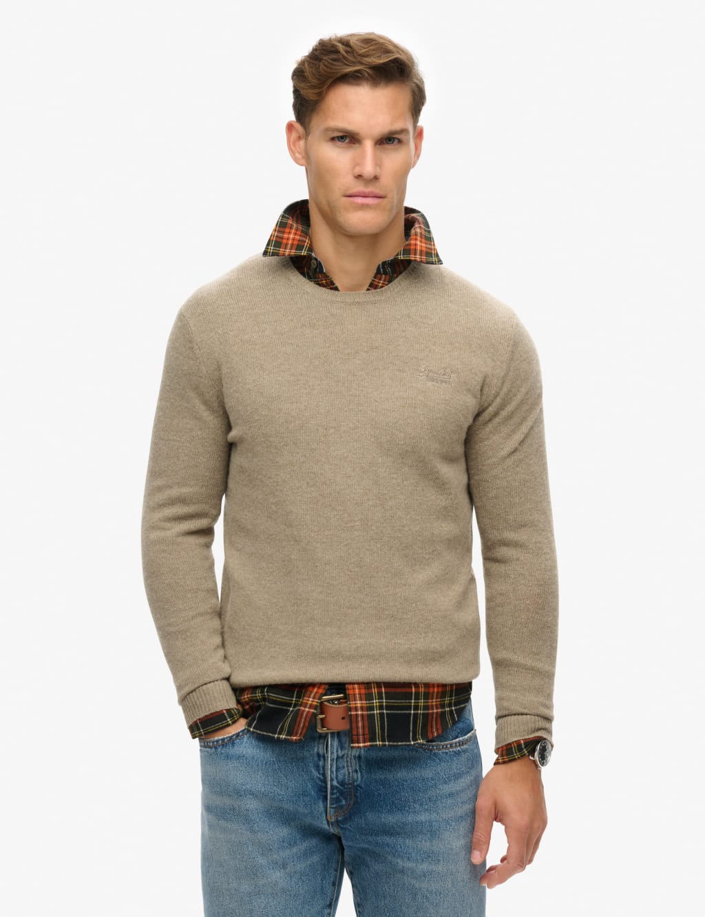 Wool Blend Ribbed Crew Neck Jumper