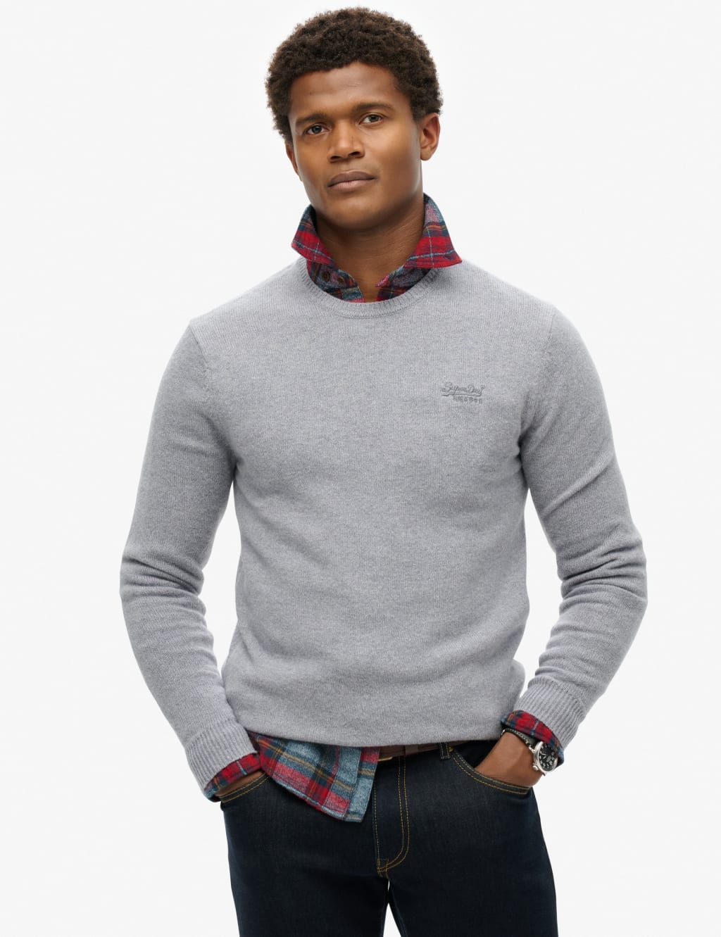 Wool Blend Ribbed Crew Neck Jumper