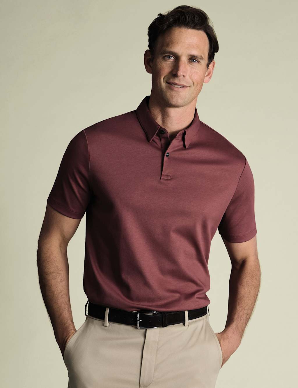Charles Tyrwhitt Pure Cotton Jersey Polo Shirt Pink Mix
