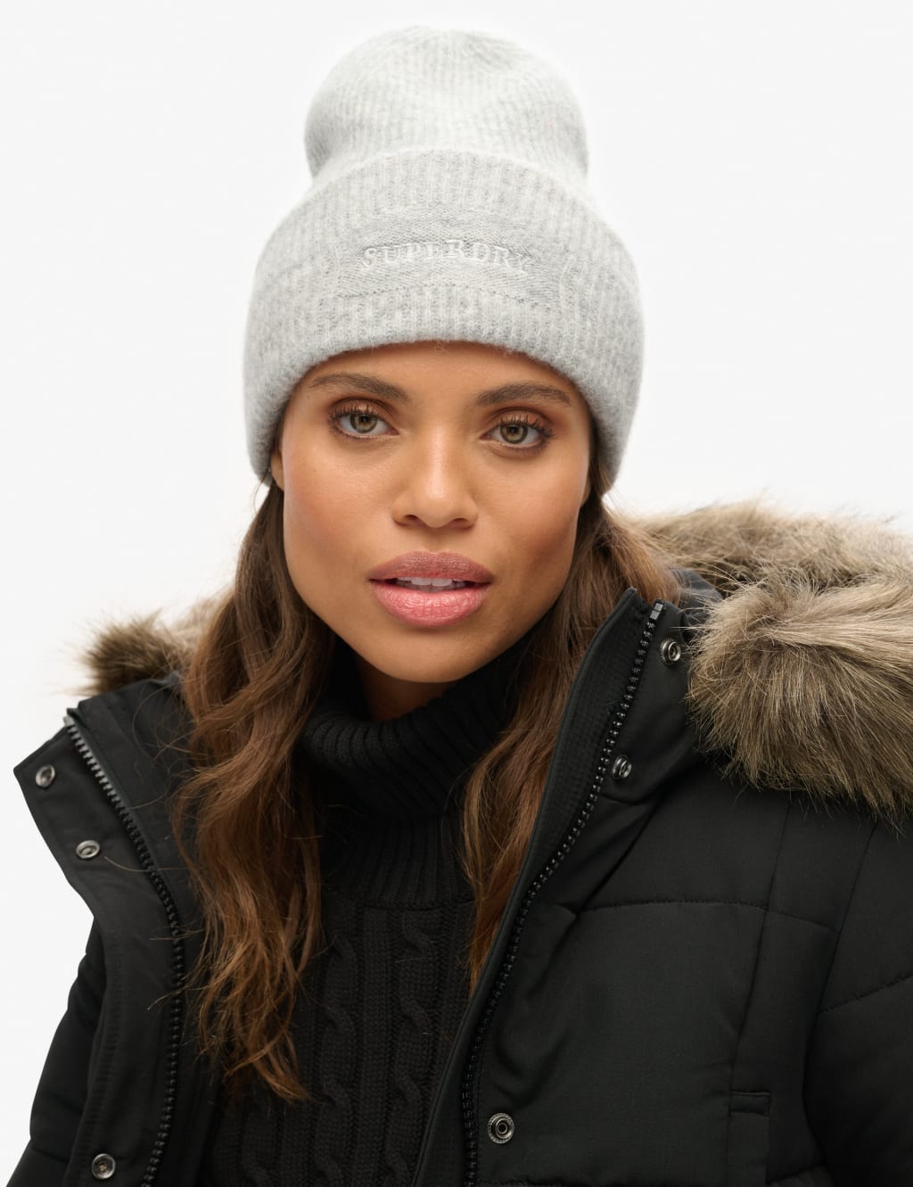 Rib Knitted Beanie Hat with Wool