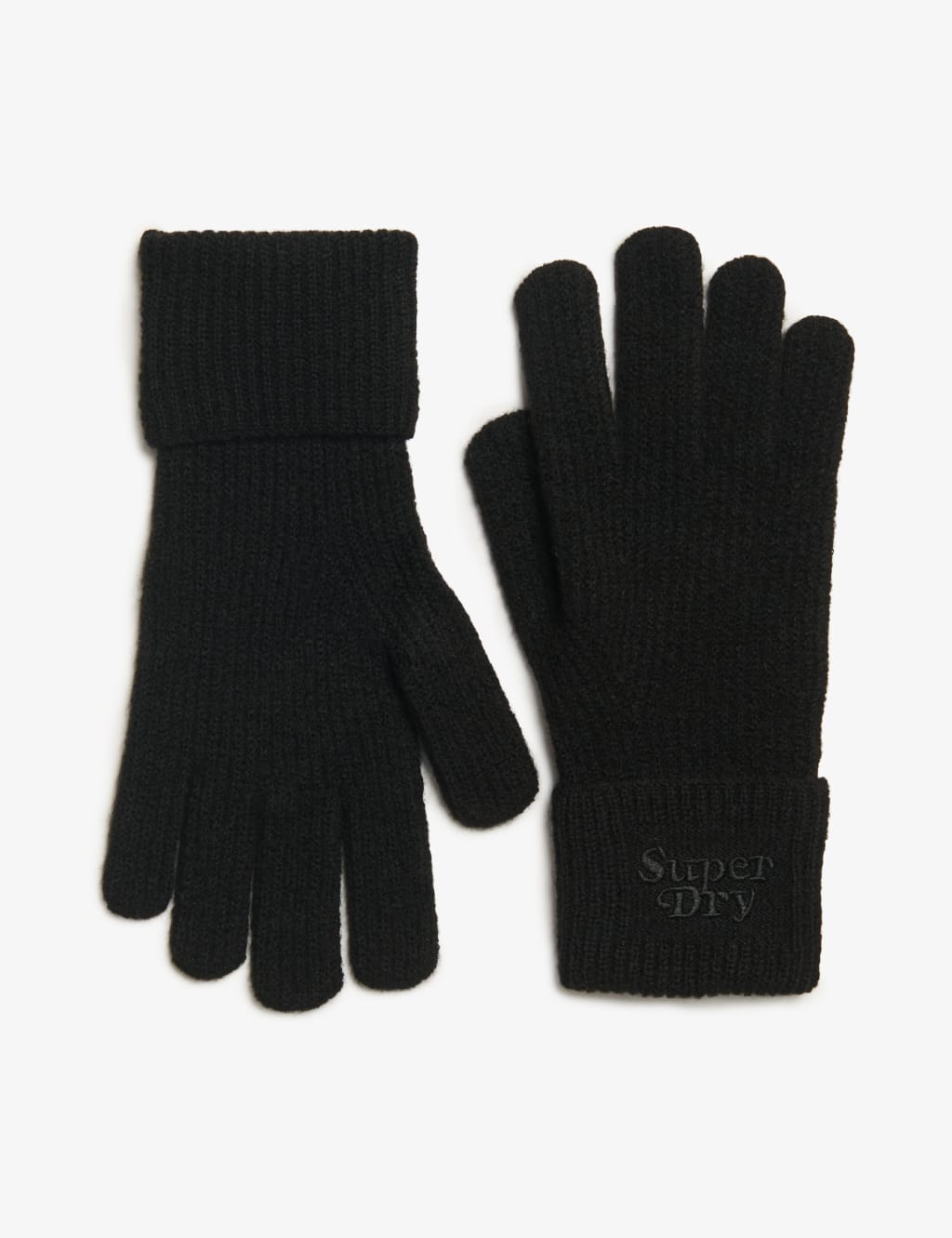 Knitted Ribbed Gloves with Wool