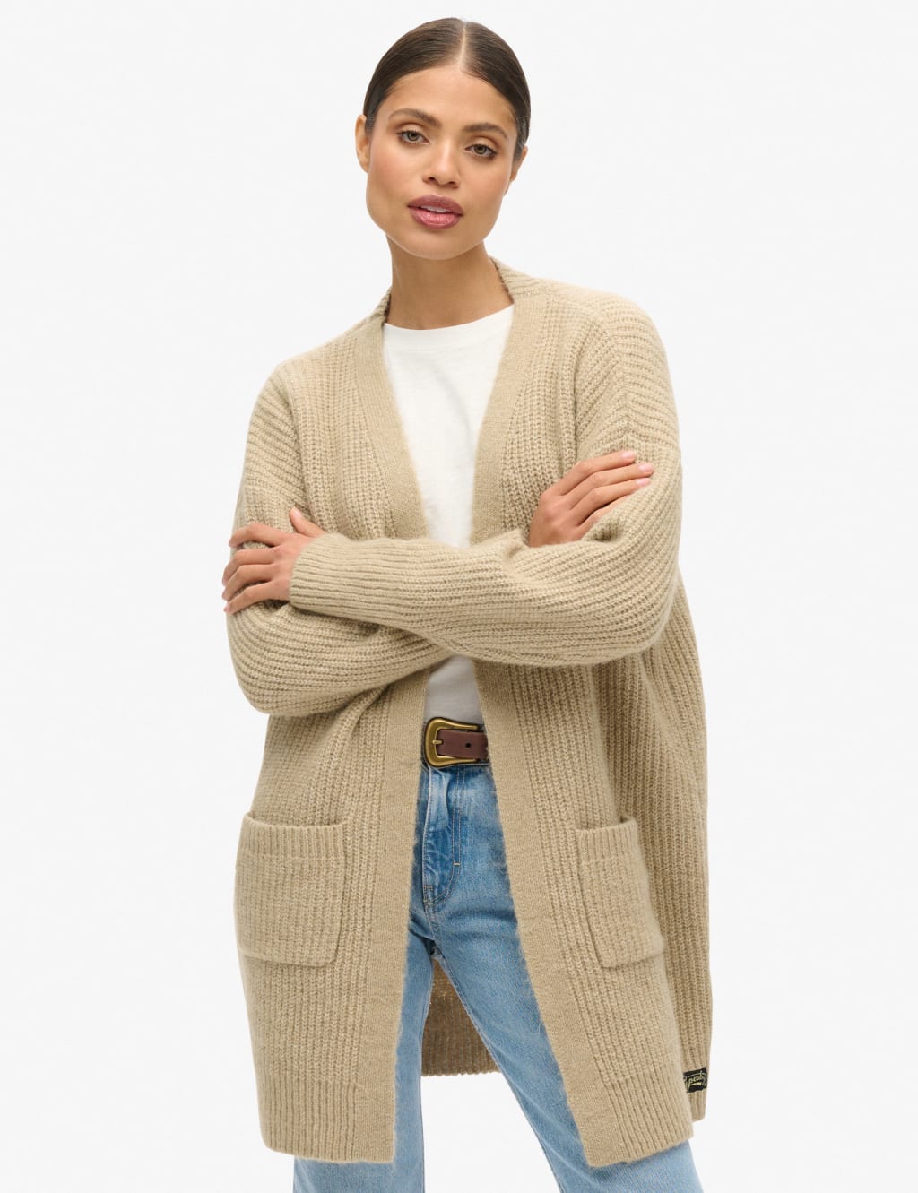 Knitted Ribbed Longline Cardigan