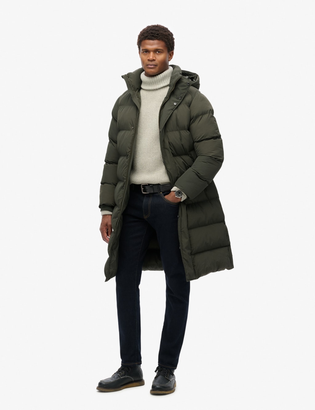 Hooded Padded Longline Parka Jacket