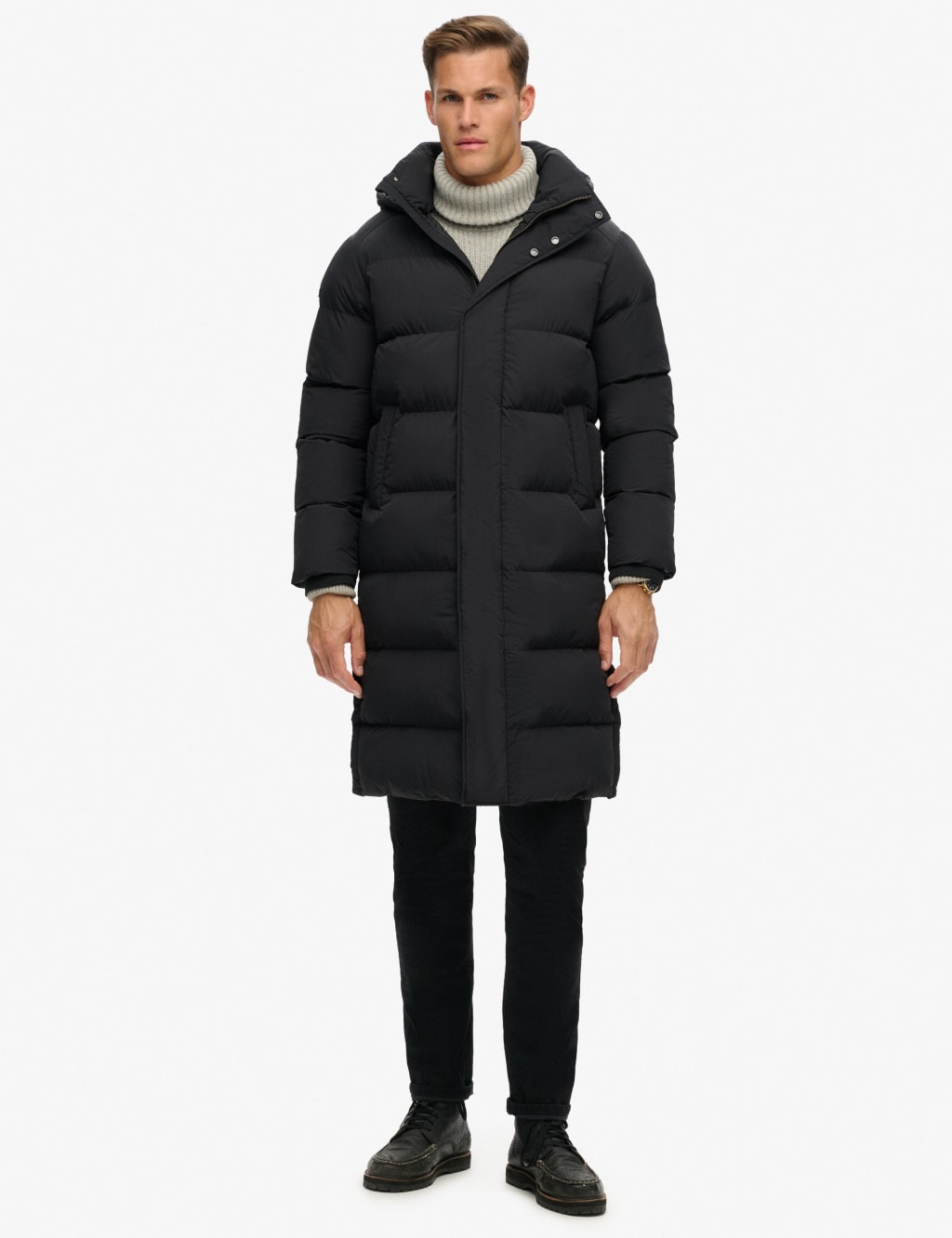 Hooded Padded Longline Parka Jacket