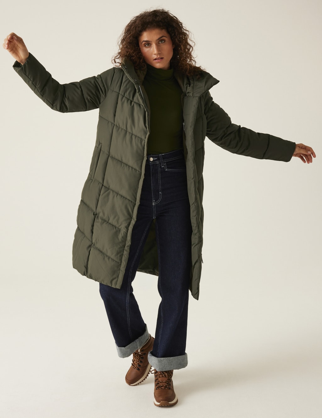 M and s green coat discount