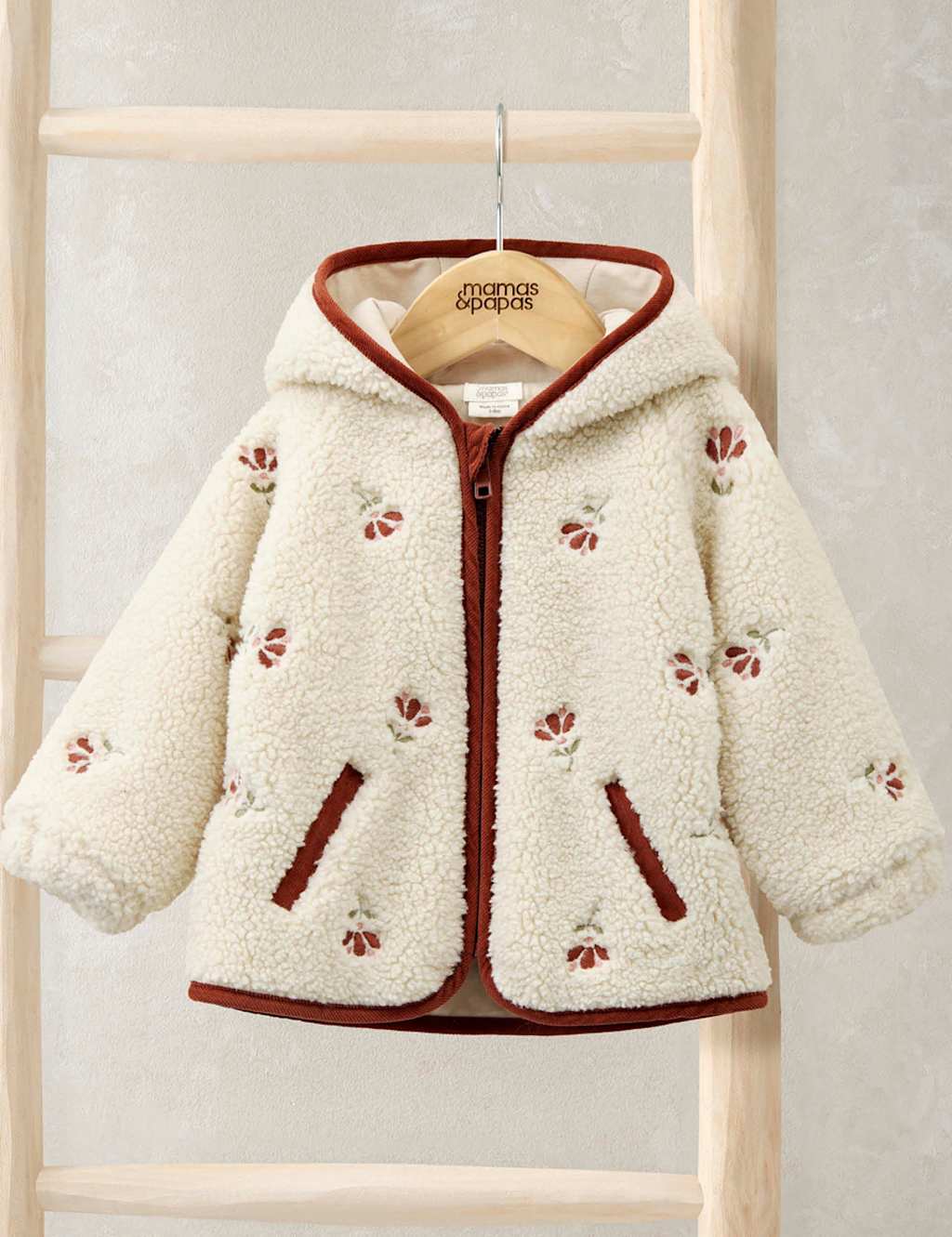 Mamas & Papas Borg Hooded Jacket (3 Mths-3 Yrs) Cream