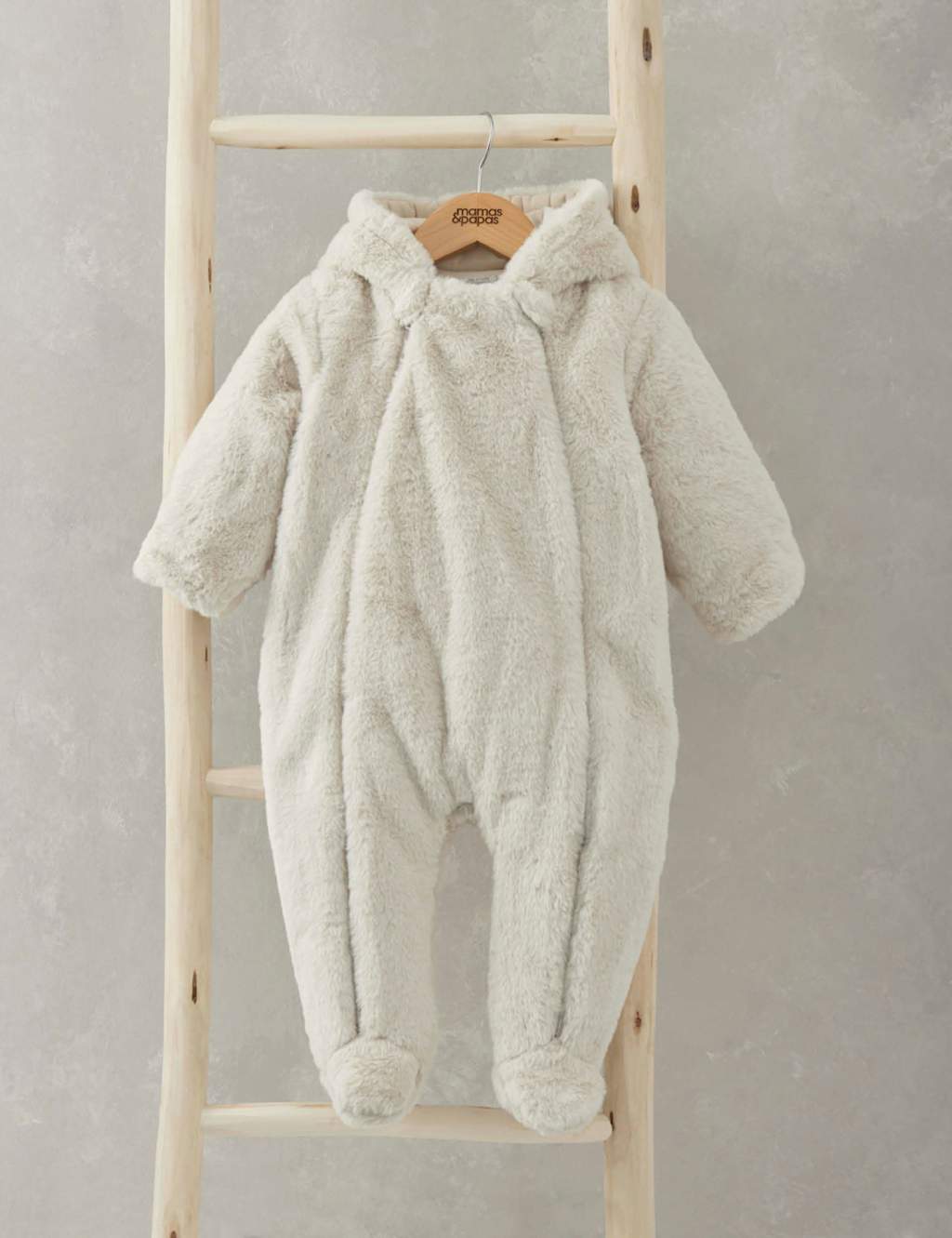 Mamas & Papas Faux Fur Pramsuit (0-12 Mths) Grey Mix