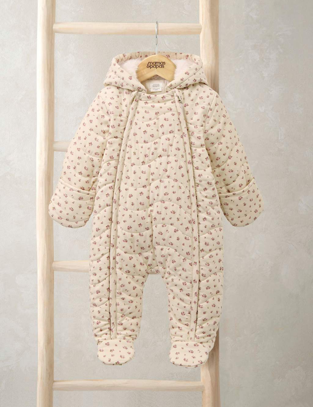 Mamas & Papas Ditsy Floral Quilted Pramsuit (0-12 Mths) Cream Mix