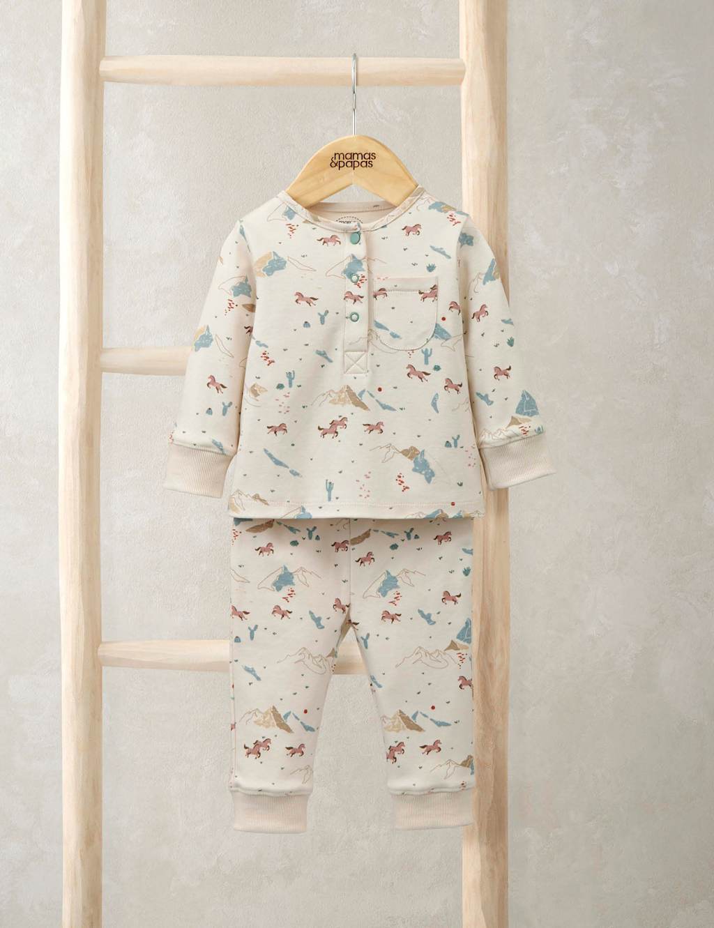 Mamas & Papas Pure Cotton Dinosaur Print Pyjamas (3-36 Mths) Cream Mix